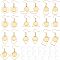 Dangle Earrings DIY Making Kit, Including 20Pcs 304 Stainless Steel Earring Hooks with Flat Round Tay, with 20Pcs Transparent Glass Cabochons, Trangle & Teardrop & Rectangle & Oval & Moon, Golden, Earring Hooks: 20pcs