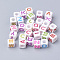 Large Hole Colorful Acrylic Letter European Beads, Horizontal Hole, Cube with Letter, Mixed, 7x7x7mm, Hole: 4mm
