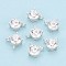 925 Sterling Silver Micro Pave Clear Cubic Zirconia Charms, Flat Round, with Double Rings, Silver, 6x7x3.5mm, Hole: 1mm