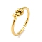 Simple Knotted 304 Stainless Steel Open Cuff Ring for Women Men, Real 18K Gold Plated, Knot: 6.5x7.5mm, 1.8mm, Adjustable