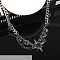 304 Stainless Steel Jet Rhinestone Star with Wings Choker Necklaces for Women, Platinum, 15.75 inch(40cm)