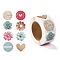 3D Flower & Heart Pattern Roll Stickers, Self-Adhesive Paper Gift Tag Stickers, for Party, Decorative Presents, Mixed Color, 6.3x2.85cm
