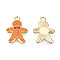 Alloy Enamel Pendants, for Christmas, Light Gold, Gingerbread Man, Dark Orange, 20.5x14x2mm, Hole: 2mm