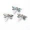 Abalone Shell/Paua Shell Pendants, with Platinum Tone Brass Findings and Rhinestone, Dragonfly, 24.5x31x7.5mm, Hole: 2.5x5.5mm