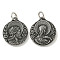 316 Surgical Stainless Steel Pendants, with Jump Ring, Flat Round with Human Charm, Antique Silver, 34x29.5x5mm, Hole: 6.5mm