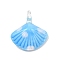 Glass Pendants, Shell Shape Charms, Light Sky Blue, 27~39x27~29x12~13mm, Hole: 3.2~3.7mm