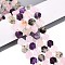 3 Styles Natural Rose Quartz & Prehnite & Amethyst Beads Strands, Hexagon, with Seed Beads, 8~10x8~10x4~5mm, Hole: 0.9~1mm, about 34~38pcs/strand, 15.35~15.94''(39~40.5cm)