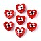 Handmade Lampwork Beads, Hand Drawn Beads, Heart with Flower, Crimson, 15~16x16~17x8~10mm, Hole: 1.2~1.6mm