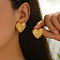 Stylish Stainless Steel Stud Earrings, with Imitation Pearl, Golden, Heart, 26x26mm
