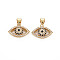 Brass Micro Pave Cubic Zirconia Pendants, Nickel Free, Eye, Real 16K Gold Plated, 13x18x4.5mm, Hole: 3.5x5mm