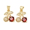 Brass Micro Pave Cubic Zirconia Charms, Rack Plating, Long-Lasting Plated, Lead Free & Cadmium Free, Cherry Charm, Real 18K Gold Plated, Colorful, 14.5x13x4mm, Hole: 5x3.5mm