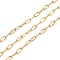 3.28 Feet PVD Vacuum Plating 304 Stainless Steel Cable Chains, Soldered, Real 18K Gold Plated, 7.5x3.5x0.8mm