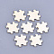 Wood Cabochons, Puzzle, Antique White, 40x40x3mm