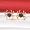 Spider Brass Micro Pave Cubic Zirconia Stud Earrings, Rack Plating, Long-Lasting Plated, Cadmium Free & Lead Free, Real 18K Gold Plated, 9x10mm