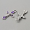 Alloy Enamel Pendants, Crucifix Cross, Religion, Platinum, Dark Violet, 30x17.5x3mm, Hole: 2.5mm