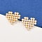 Brass ABS Plastic Pearl Heart Stud Earrings, Long-Lasting Plated, Rack Plating, Real 18K Gold Plated, 14x16mm