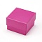 Cardboard Jewelry Earring Boxes, with Black Sponge, for Jewelry Gift Packaging, Deep Pink, 5x5x3.4cm
