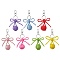7Pcs Alloy Polyester Spandex Bowknot Ball Keychain, Mixed Color, 125mm