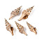 Natural Sea Shell Pendants with Golden Brass Edge, Shell Shape Charms, Tan, 35~48x13~19x12~16mm, Hole: 1.4mm