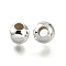 Brass Smooth Round Beads, Seamed Bead Spacers, Silver, 6mm, Hole: 2.5mm
