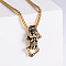 Cool 304 Stainless Steel Skeleton Pendant Necklaces for Fashionable Men, Hip-hop Street Style Accessory, Golden