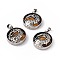 Natural Tiger Eye Pendants, Flat Round Charms with Rack Plating Antique Silver Tone Brass Dragon, Cadmium Free & Lead Free, 32x28x7.5mm, Hole: 8.5x5mm