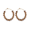 Beaded Hoop Earrings, with Glass Beads, Golden Plated 316 Surgical Stainless Steel Hoop Earring Findings and Alloy Spacer Beads, Copper Plated, 37~39mm, Pin: 0.6mm