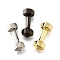 3Pcs 3 Colors Brass Beads, Dumbbell, Mixed Color, 20x8x7mm, Hole: 1.4mm, 1pc/color
