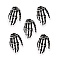 Acrylic Pendants, for Halloween, Skeleton Hands, Black, 43x29x2mm, Hole: 1.5mm