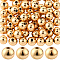 60Pcs Rack Plating Brass Beads, Long-Lasting Plated, Round, Real 14K Gold Plated, 8x7mm, Hole: 2mm