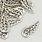 Tibetan Style Alloy Pendants, Lead Free and Cadmium Free, Wing, Antique Silver, 24x9.5x1.5mm, Hole: 1.5mm