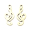 Ion Plating(IP) 316L Surgical Stainless Steel Pendants, Nickel Free, Laser Cut, Musical Note Charm, Real 18K Gold Plated, 17x7.5x1mm, Hole: 1.4mm