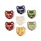 Glass Beads, Cat Shape, Golden Metal Enlaced, Mixed Color, 13x12x6mm, Hole: 0.9~1mm