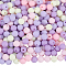 500Pcs Rubberized Style Imitated Silicone Acrylic Beads, Round, Lilac, 8x7.5mm, Hole: 1.6mm