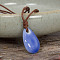 Retro Ethnic Porcelain Pendant Adjustable Polyester Cord Necklaces for Women, Blue and White, Teardrop, 23.62 inch(60cm)