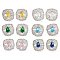 Brass Pave Cubic Zirconia Square Stud Earrings for Women, Platinum, Mixed Color, 13x13mm