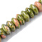 Natural Unakite Beads Strands, Saucer Beads, Rondelle, 12x5.5~6.5mm, Hole: 1.2mm, about 33pcs/strand, 7.80~8.82 inch(19.8~22.4cm)