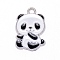 Alloy Enamel Pendants, Panda, Platinum, White, 26x17x1.5mm, Hole: 2.5mm