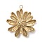 304 Stainless Steel Pendants, Flower Charm, Ion Plating(IP), Real 18K Gold Plated, 26x23x7mm, Hole: 2mm