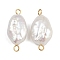 Natural Freshwater Pearl Keshi Pearl Nuggets Connector Charms, with 304 Stainless Steel Double Loops, White, Ion Plating(IP), Real 18K Gold Plated, 22~24.5x11.5~13.5x5.5~8.5mm, Hole: 1.8~2.5mm