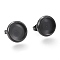 304 Stainless Steel Stud Earring Settings, with Ear Nuts, Flat Round, Electrophoresis Black, Tray: 8mm, 10mm, Pin: 0.8mm