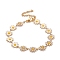 Enamel Daisy Link Chains Bracelet, PVD Vacuum Plating 304 Stainless Steel Jewelry for Women, Golden, White, 7-1/4 inch(18.4cm)