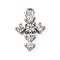 Brass Micro Pave Clear Cubic Zirconia Charms, Cadmium Free & Nickel Free & Lead Free, Cross, Platinum, 6x9x2mm, Hole: 0.8mm