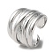Rack Plating Brass Criss Cross Open Cuff Rings, Cadmium Free & Lead Free, Platinum, Inner Diameter: 17.6mm