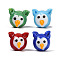 Handmade Lampwork Beads, Owl, Mixed Color, 14~14.5x14~16.5x15~16.5mm, Hole: 1.6mm
