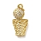 Brass Micro Pave Cubic Zirconia Pendants, Basketball, Long-Lasting Plated, Rack Plating, with Jump Ring, Golden, 20.5x10.5x8.5mm
