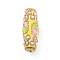Handmade Indonesia Beads, with Iron, Resin and Glass, Long Oval with Flower, Golden, Gold, 46.5x20mm, Hole: 4.8mm
