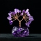Natural Amethyst Chips Tree of Life Decorations, Gemstone Base with Copper Wire Feng Shui Energy Stone Gift for Home Office Desktop Decoration, 55~70x35~55mm