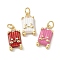 Brass Enamel Pendants, Suitcase Charms, Rack Plating, Cadmium Free & Lead Free, Long-Lasting Plated, Real 18K Gold Plated, Mixed Color, 16.5x8.5x4.5mm, Hole: 3.5mm