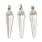Natural Quartz Crystal Pointed Pendants, Faceted Cone Rock Crystal Charms with Platinum Plated Barss Snap on Bails, 35~35.5x8~8.5mm, Hole: 6.5x4mm